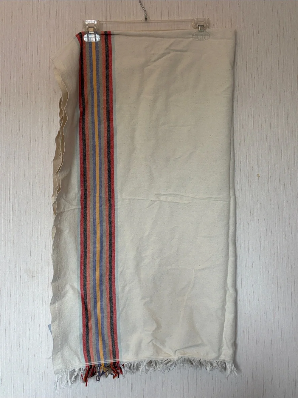 Loomia Turkish Cream Woven Towel with Multicolor Stripe 100% cotton